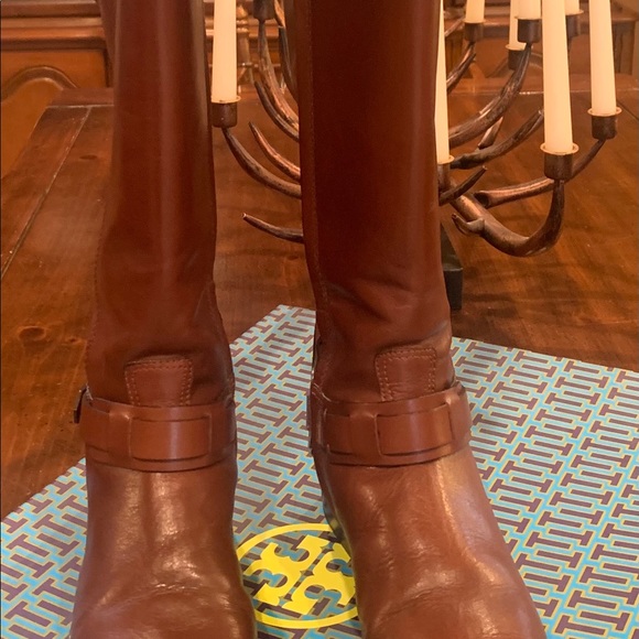 Tory Burch Derby riding boots in Almond - Picture 6 of 10